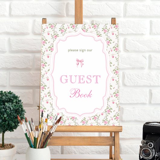 Elegant Roze Bow Love Shack Baby shower Gastenboek Poster