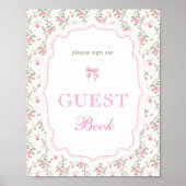 Elegant Roze Bow Love Shack Baby shower Gastenboek Poster (Voorkant)