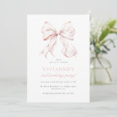 Elegant Roze Bow Meisje 2e Verjaardag Kaart (Staand voorkant)