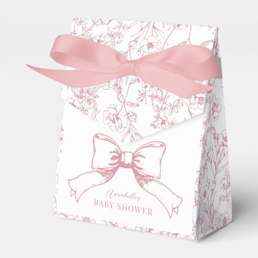 Elegant Roze Bow Meisje Baby shower Bedankdoosjes (Voorkant Zijde)