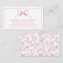 Elegant Roze Bow Meisje Baby shower Boek Verzoek Informatiekaartje