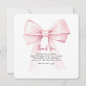 Elegant Roze Bow Meisje Baby shower Dank je kaart (Voorkant)