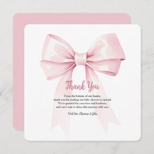 Elegant Roze Bow Meisje Baby shower Dank je kaart