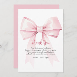 Elegant Roze Bow Meisje Baby shower Dank je kaart