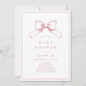 Elegant Roze Bow Meisje Baby shower Kaart (Voorkant)