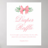 Elegant Roze Bow Meisje Baby shower Luier Raffle Poster (Voorkant)