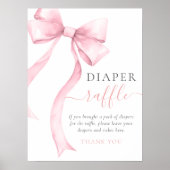Elegant Roze Bow Meisje Baby shower Luier Raffle Poster (Voorkant)