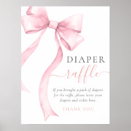 Elegant Roze Bow Meisje Baby shower Luier Raffle Poster