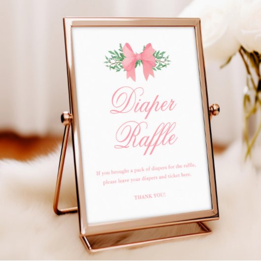Elegant Roze Bow Meisje Baby shower Luier Raffle Poster