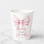 Elegant Roze Bow Meisje Baby shower Papieren Bekers (Voorkant)