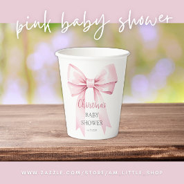Elegant Roze Bow Meisje Baby shower Papieren Bekers
