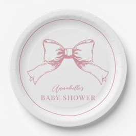 Elegant Roze Bow Meisje Baby shower Papieren Bordje
