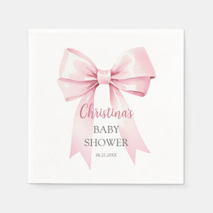 Elegant Roze Bow Meisje Baby shower Servet