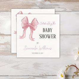 Elegant Roze Bow Meisje Baby shower Servet