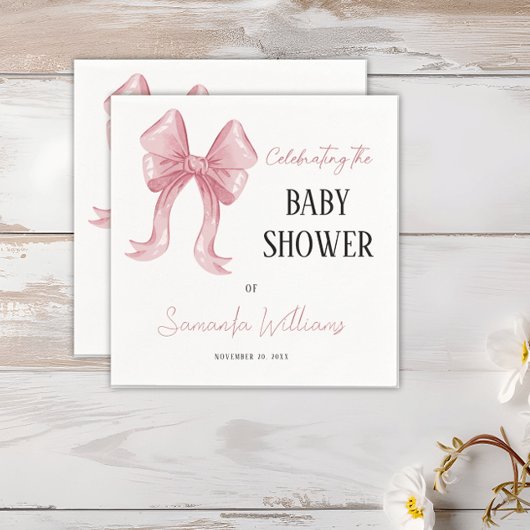 Elegant Roze Bow Meisje Baby shower Servet