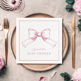 Elegant Roze Bow Meisje Baby shower Servet