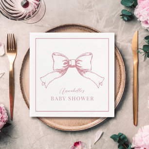 Elegant Roze Bow Meisje Baby shower Servet