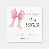 Elegant Roze Bow Meisje Baby shower Servet (Voorkant)