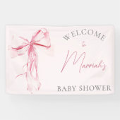Elegant Roze Bow Meisje Baby shower Spandoek (Horizontaal)