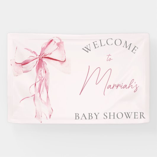 Elegant Roze Bow Meisje Baby shower Spandoek (Horizontaal)