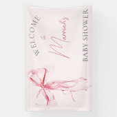 Elegant Roze Bow Meisje Baby shower Spandoek (Verticaal)