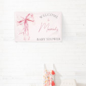 Elegant Roze Bow Meisje Baby shower Spandoek (Insitu)