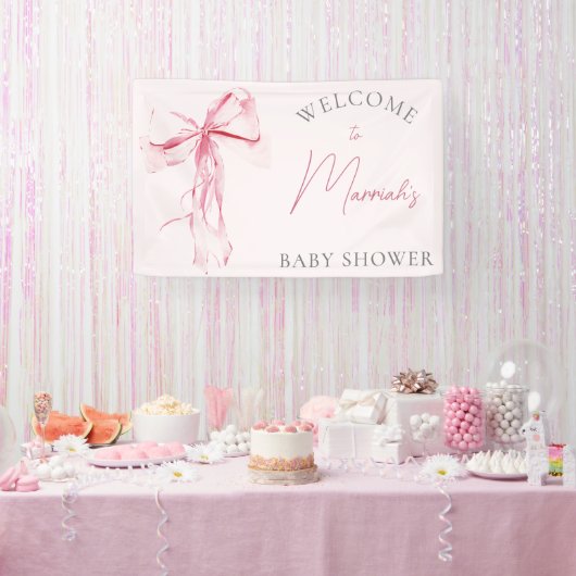 Elegant Roze Bow Meisje Baby shower Spandoek (Feest)