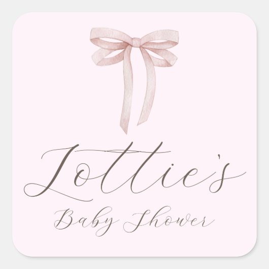 Elegant Roze Bow Meisje Baby shower Sticker (Voorkant)