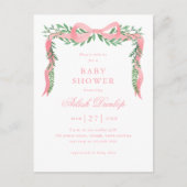 Elegant Roze Bow Meisje Baby shower Uitnodiging (Voorkant)