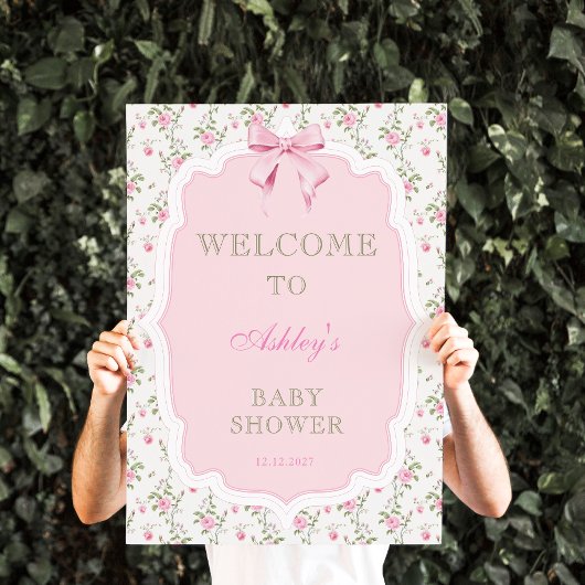 Elegant Roze Bow Meisje Baby shower Welkom Poster