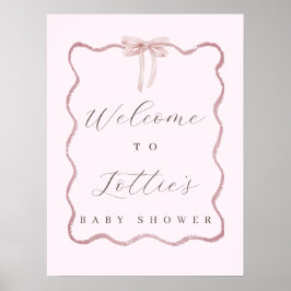 Elegant Roze Bow Meisje Baby shower Welkomstbord Poster