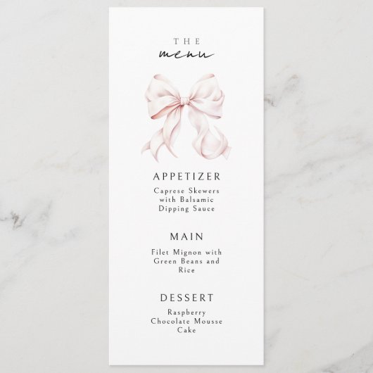 Elegant Roze Bow Menu (Voorkant)