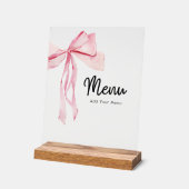 Elegant Roze Bow Menu Vrijgezellenfeest Acryl Bord (Hoek)