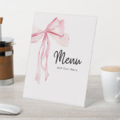Elegant Roze Bow Menu Vrijgezellenfeest Reclamebord Met Voetstuk (Insitu)