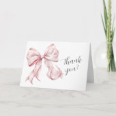 Elegant Roze Bow Parels Baby shower Bedankt Card (Voorkant)