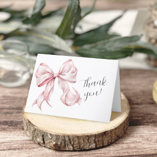 Elegant Roze Bow Parels Baby shower Bedankt Card