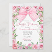 Elegant Roze Bow & Rozen Coquette Meisje Baby show Kaart (Voorkant)