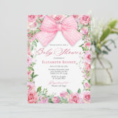 Elegant Roze Bow & Rozen Coquette Meisje Baby show Kaart (Staand voorkant)