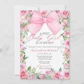 Elegant Roze Bow & Rozen Coquette Meisje Baby show Kaart (Voorkant)