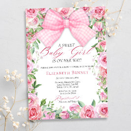 Elegant Roze Bow & Rozen Coquette Meisje Baby show Kaart