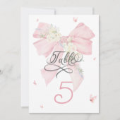Elegant Roze Bow Tafelnummer (Voorkant)