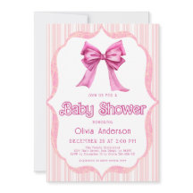 Elegant Roze Bow Trendy Baby shower Invitation