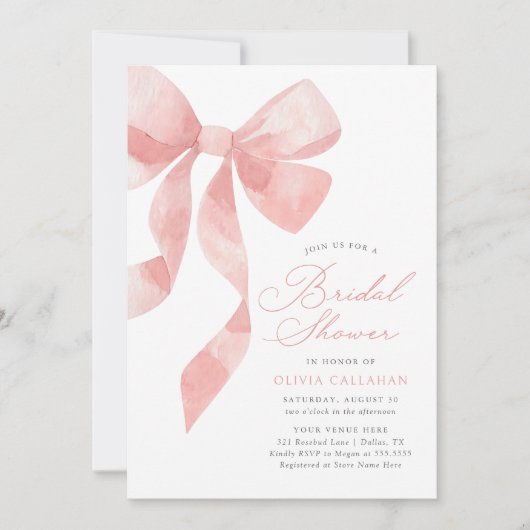 Elegant Roze Bow Vrijgezellenfeest Kaart (Voorkant)