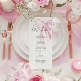 Elegant Roze Bow Vrijgezellenfeest Menu