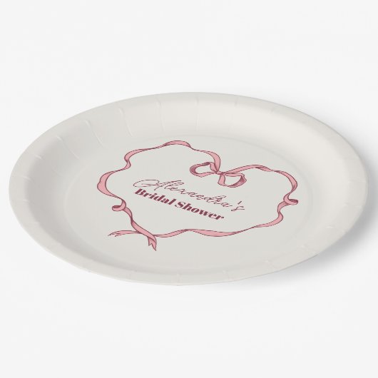 Elegant Roze Bow Vrijgezellenfeest Papieren Bordje (Gekanteld)