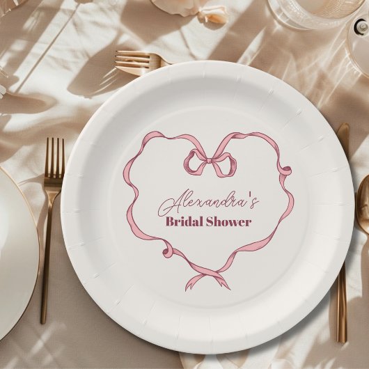 Elegant Roze Bow Vrijgezellenfeest Papieren Bordje