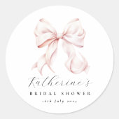 Elegant Roze Bow Vrijgezellenfeest Ronde Sticker (Voorkant)