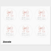 Elegant Roze Bow Vrijgezellenfeest Ronde Sticker (Vel)