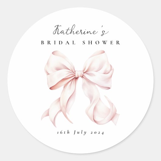 Elegant Roze Bow Vrijgezellenfeest Ronde Sticker (Voorkant)