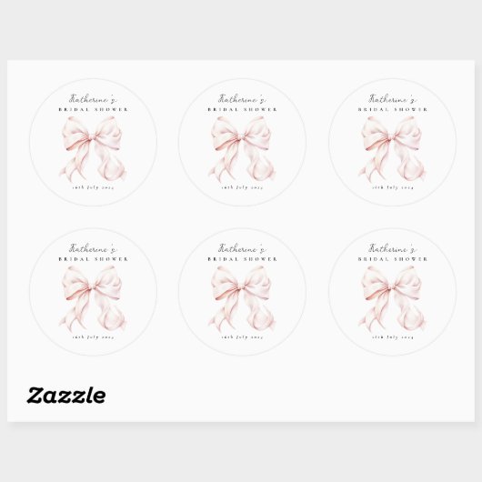 Elegant Roze Bow Vrijgezellenfeest Ronde Sticker (Vel)